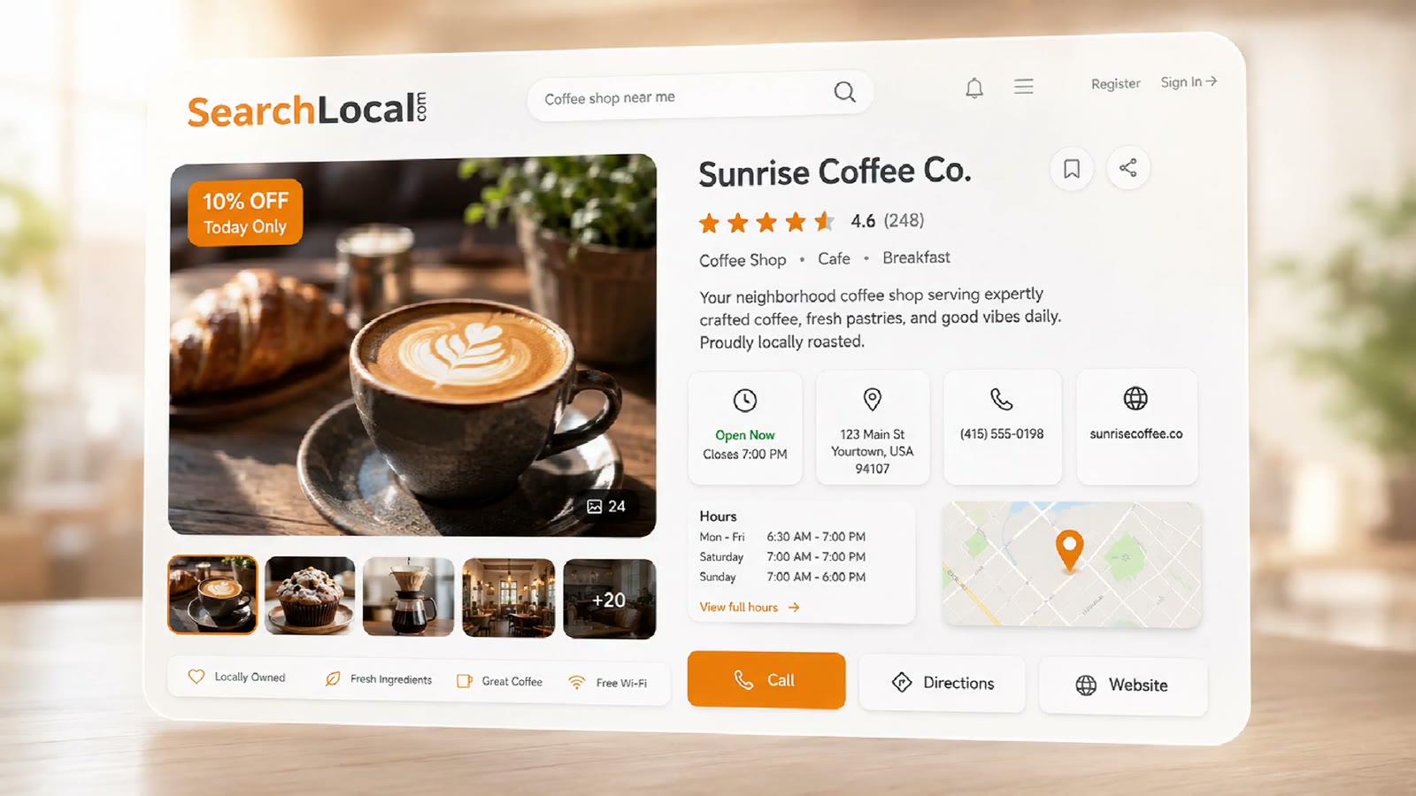 Local business owner using SearchLocal in a campaign scene