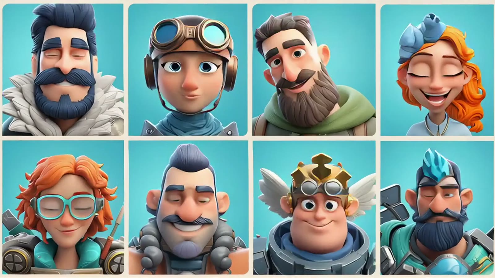 A group of original stylized characters