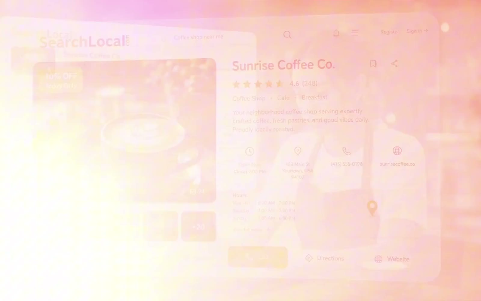 SearchLocal product interface from the commercial campaign