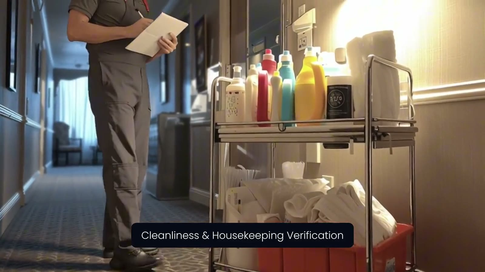 Corporate resort inspection scene from the bilingual film